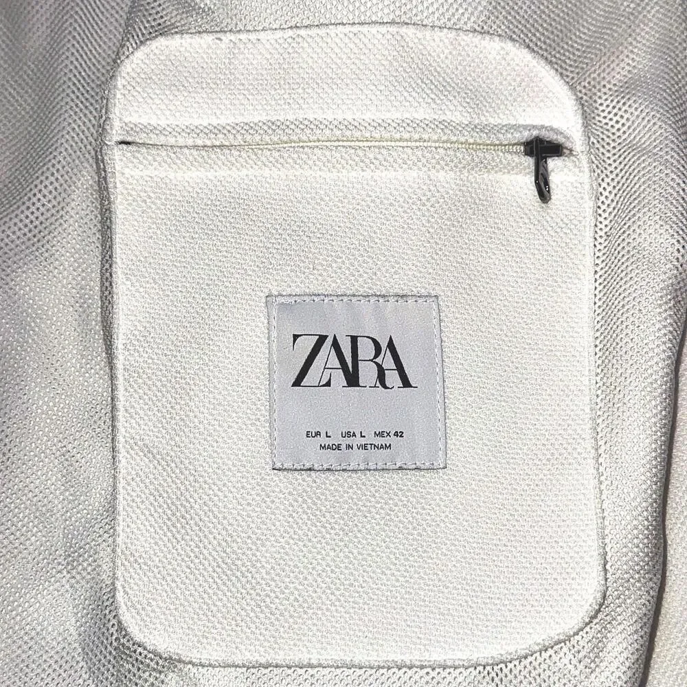Zara Men's White Moto Racer Jacket SIZE LARGE